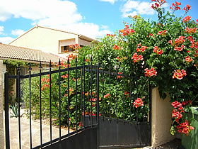 Garden gate at Les Muriers, Saint-Chinian, Languedoc, France